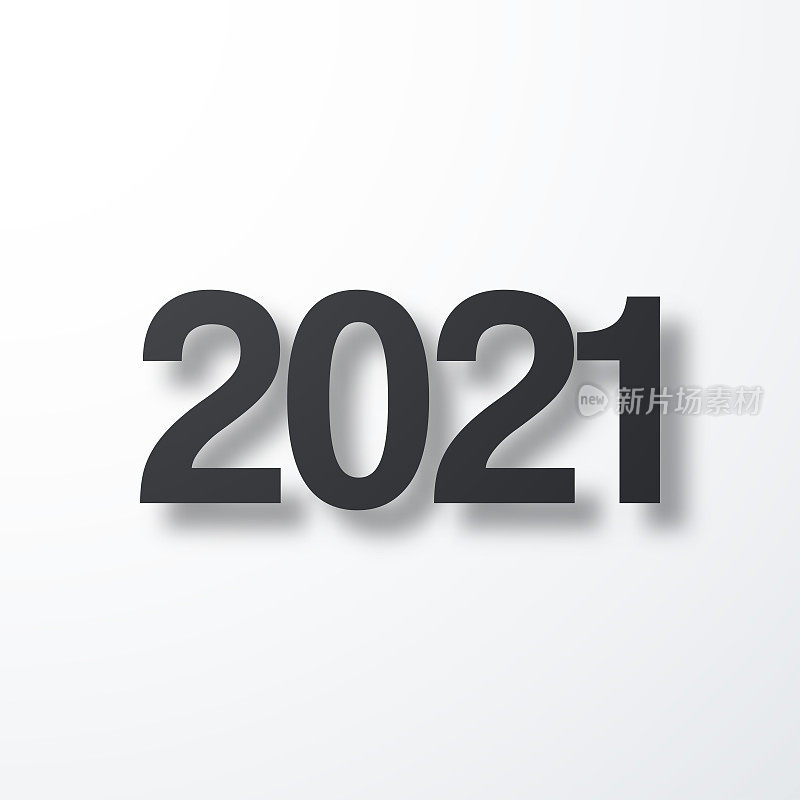 2021 - 2021。白色背景上的阴影图标